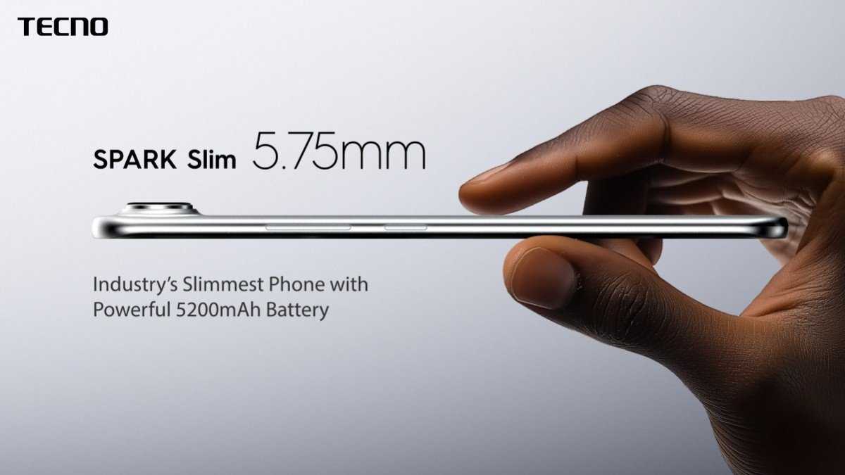 Tecno Spark Slim: 5.75 mm thick, it features two 50 MP cameras and a powerful 5,200 mAh battery.
